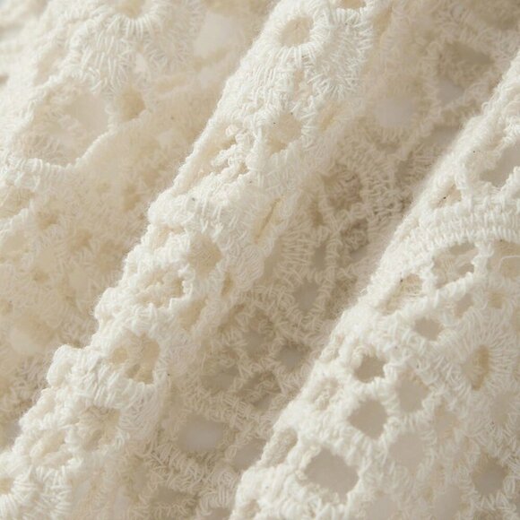 Boho Women's Beige A-Line Long Crochet Flowy Skirt - Picture 5 of 7